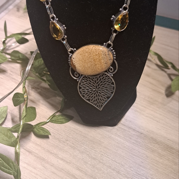 Natural Jasper Citrine Bohemian Necklace - Picture 4 of 5